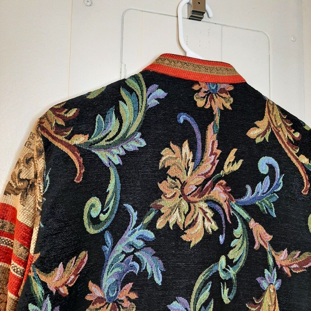 Vintage Sag Harbor Jacket Multicolor Women Sz 10 Tapestry Long Sleeve Button Up - Picture 9 of 10
